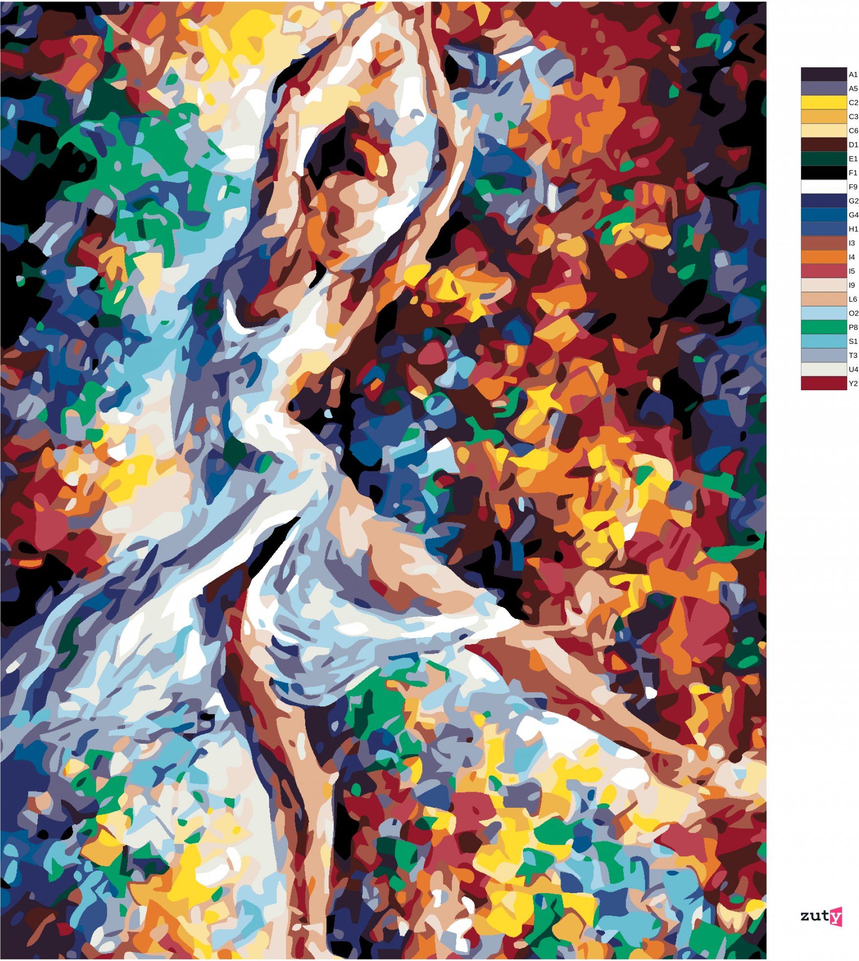 zuty Malování podle čísel - TANEČNICE V BARVÁCH - Rozměr: 40x50 cm, Rámování: Varianta: vypnuté plátno na rám - obrázek 8