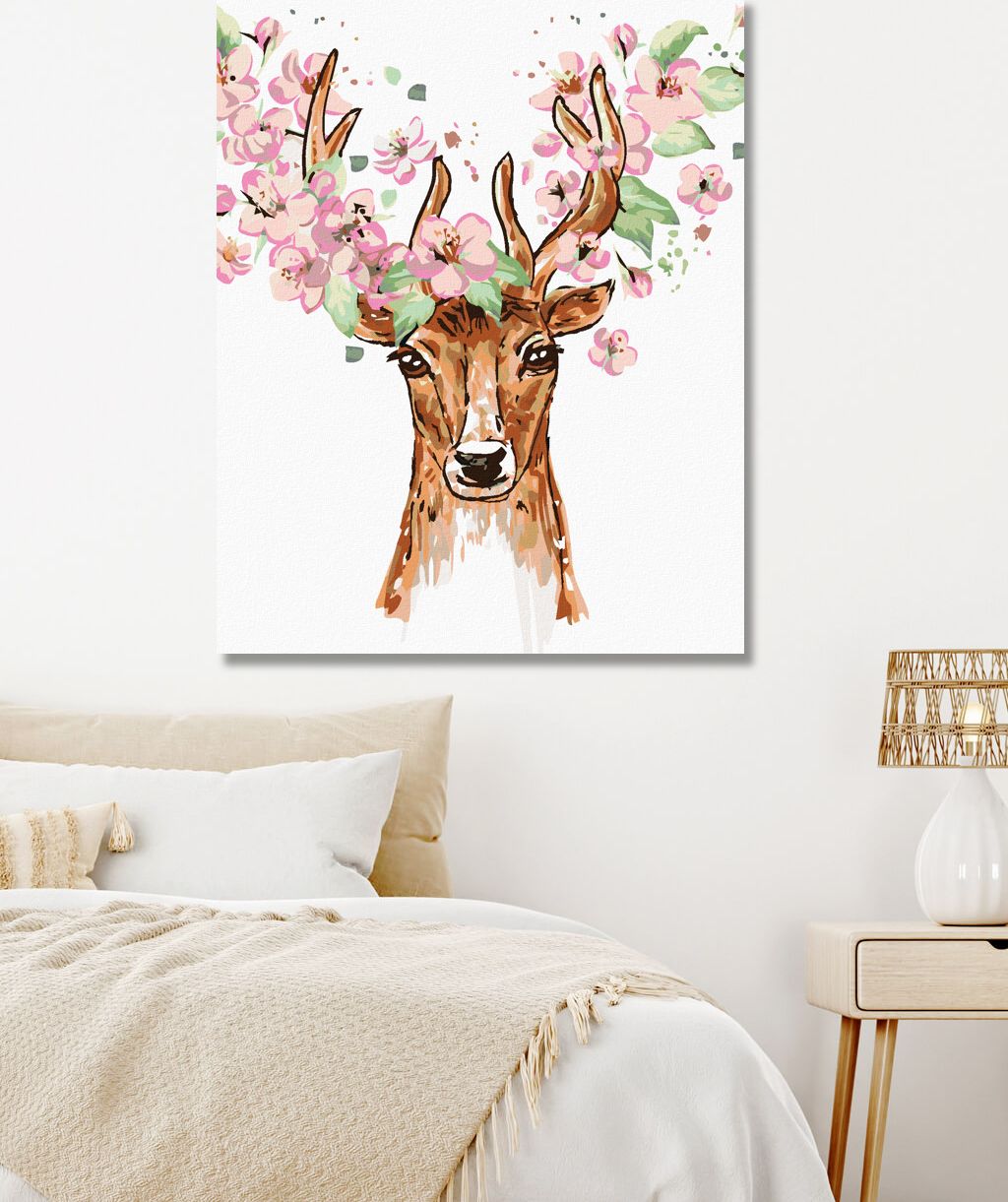 zuty Malování podle čísel - JELEN S KVĚTINAMI - Rozměr: 40x50 cm, Rámování: Varianta: bez rámu a bez vypnutí plátna - obrázek 7