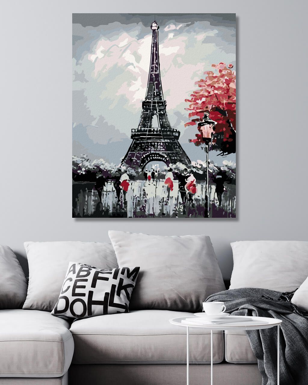 zuty Malování podle čísel - EIFFELOVKA S ČERVENÝM STROMEM - Rozměr: 40x50 cm, Rámování: Varianta: bez rámu a bez vypnutí plátna - obrázek 3