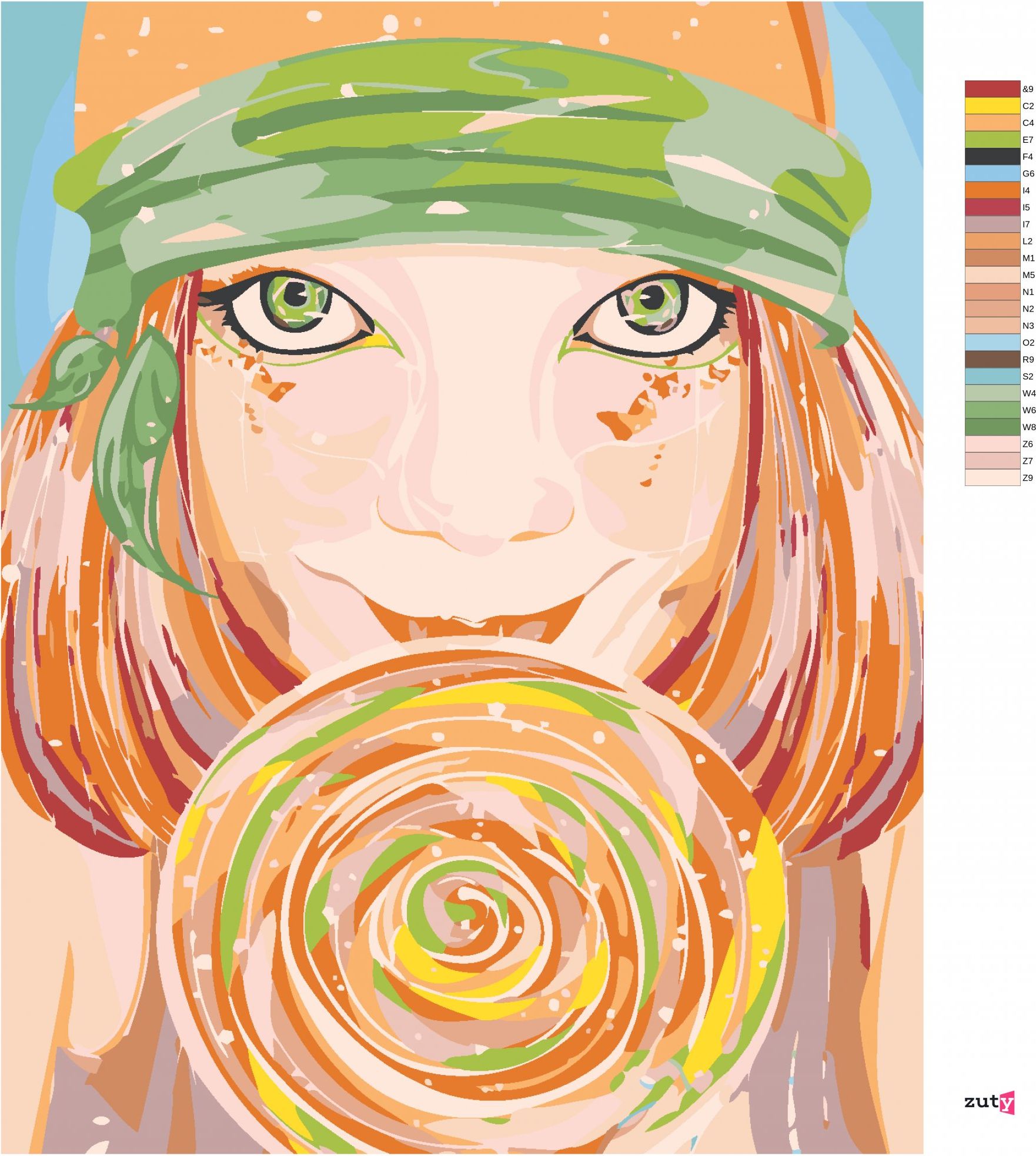 zuty Malování podle čísel - ZELENOOKÁ ŽENA A LÍZÁTKO - Rozměr: 40x50 cm, Rámování: Varianta: bez rámu a bez vypnutí plátna - obrázek 3