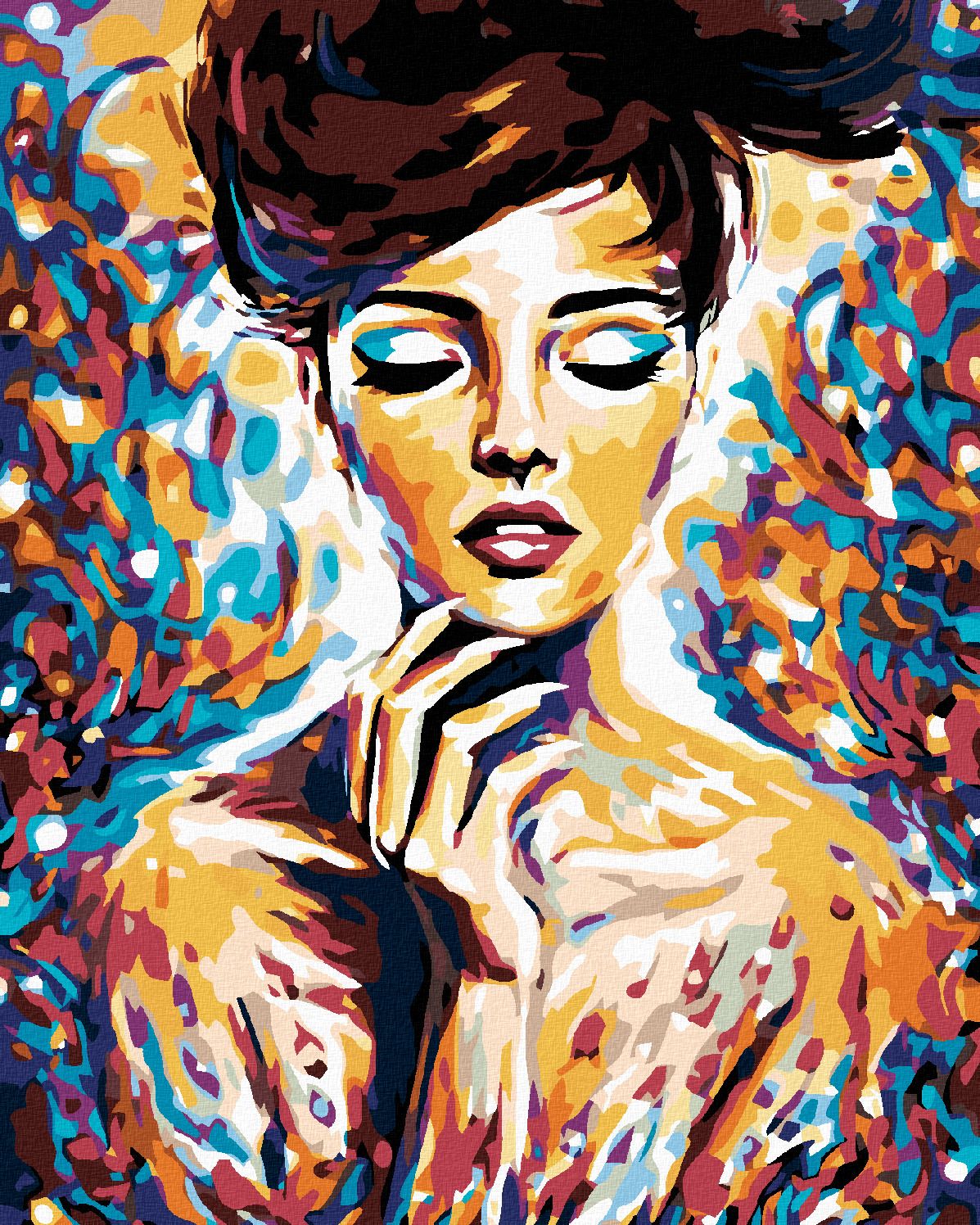 zuty Malování podle čísel - ŽENA V BARVÁCH - Rozměr: 40x50 cm, Rámování: Varianta: vypnuté plátno na rám - obrázek 1