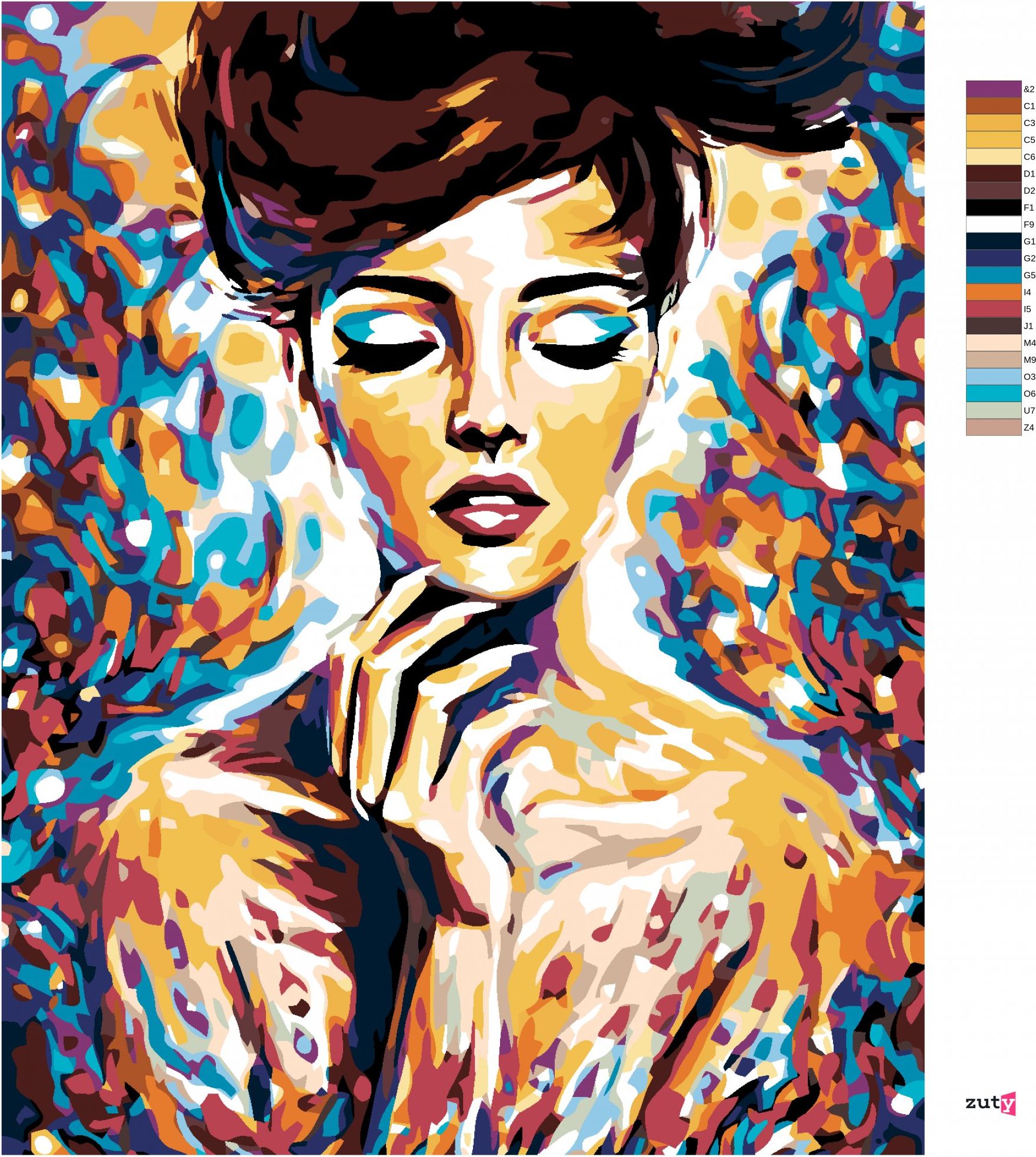 zuty Malování podle čísel - ŽENA V BARVÁCH - Rozměr: 40x50 cm, Rámování: Varianta: vypnuté plátno na rám - obrázek 5