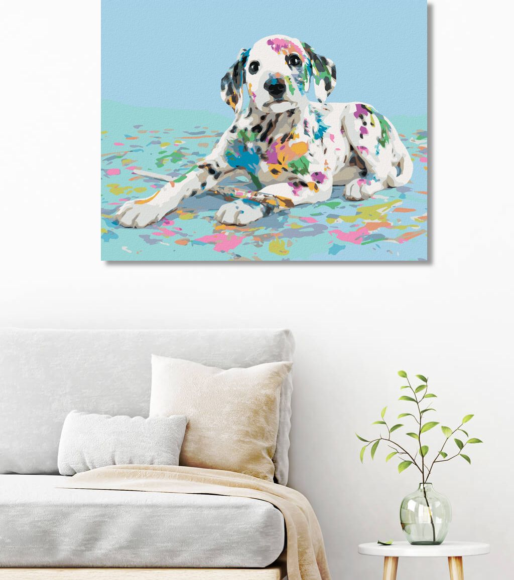 zuty Malování podle čísel - DALMATIN A ROZLITÉ BARVY - Rozměr: 40x50 cm, Rámování: Varianta: vypnuté plátno na rám - obrázek 4