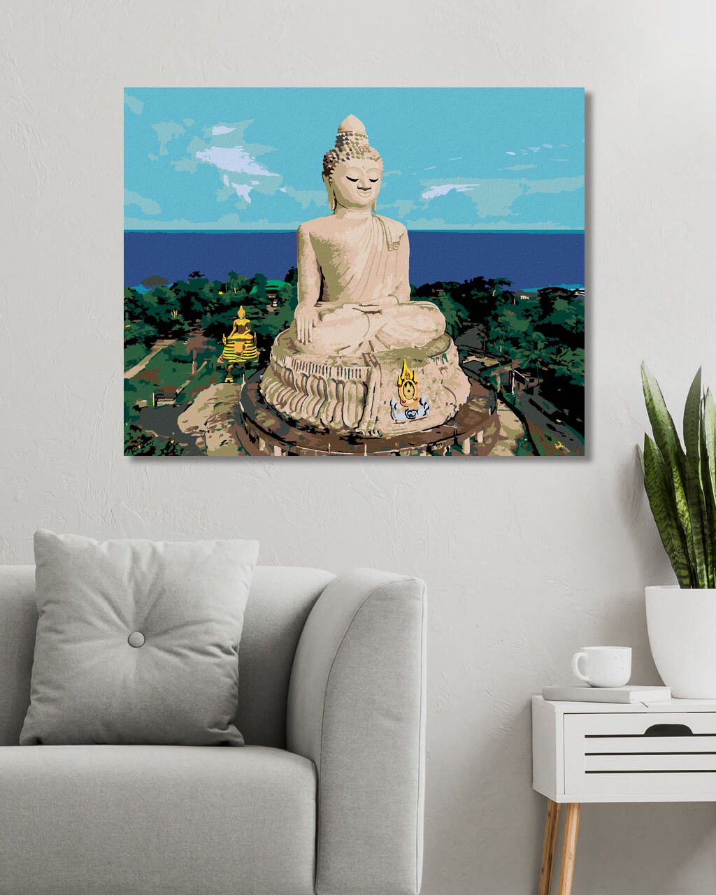 zuty Malování podle čísel - BUDDHA A OCEÁN - Rozměr: 40x50 cm, Rámování: Varianta: bez rámu a bez vypnutí plátna - obrázek 4