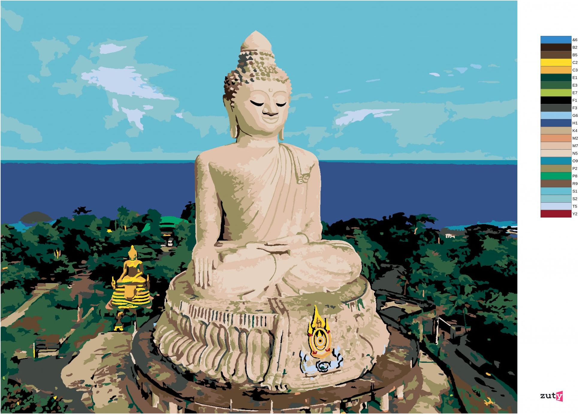 zuty Malování podle čísel - BUDDHA A OCEÁN - Rozměr: 40x50 cm, Rámování: Varianta: bez rámu a bez vypnutí plátna - obrázek 5