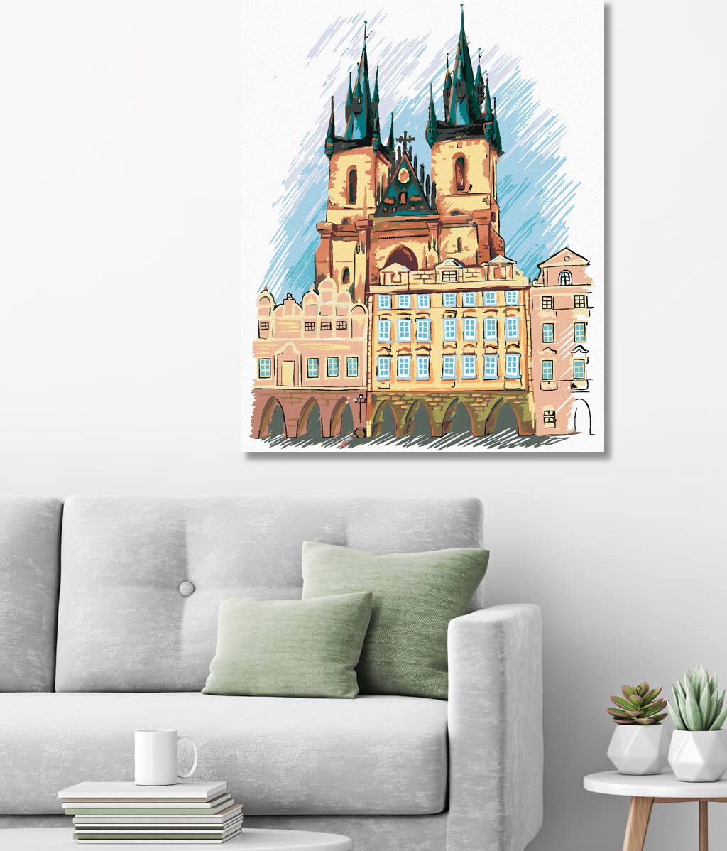 zuty Malování podle čísel - TÝNSKÝ CHRÁM PRAHA - Rozměr: 40x50 cm, Rámování: Varianta: vypnuté plátno na rám - obrázek 6