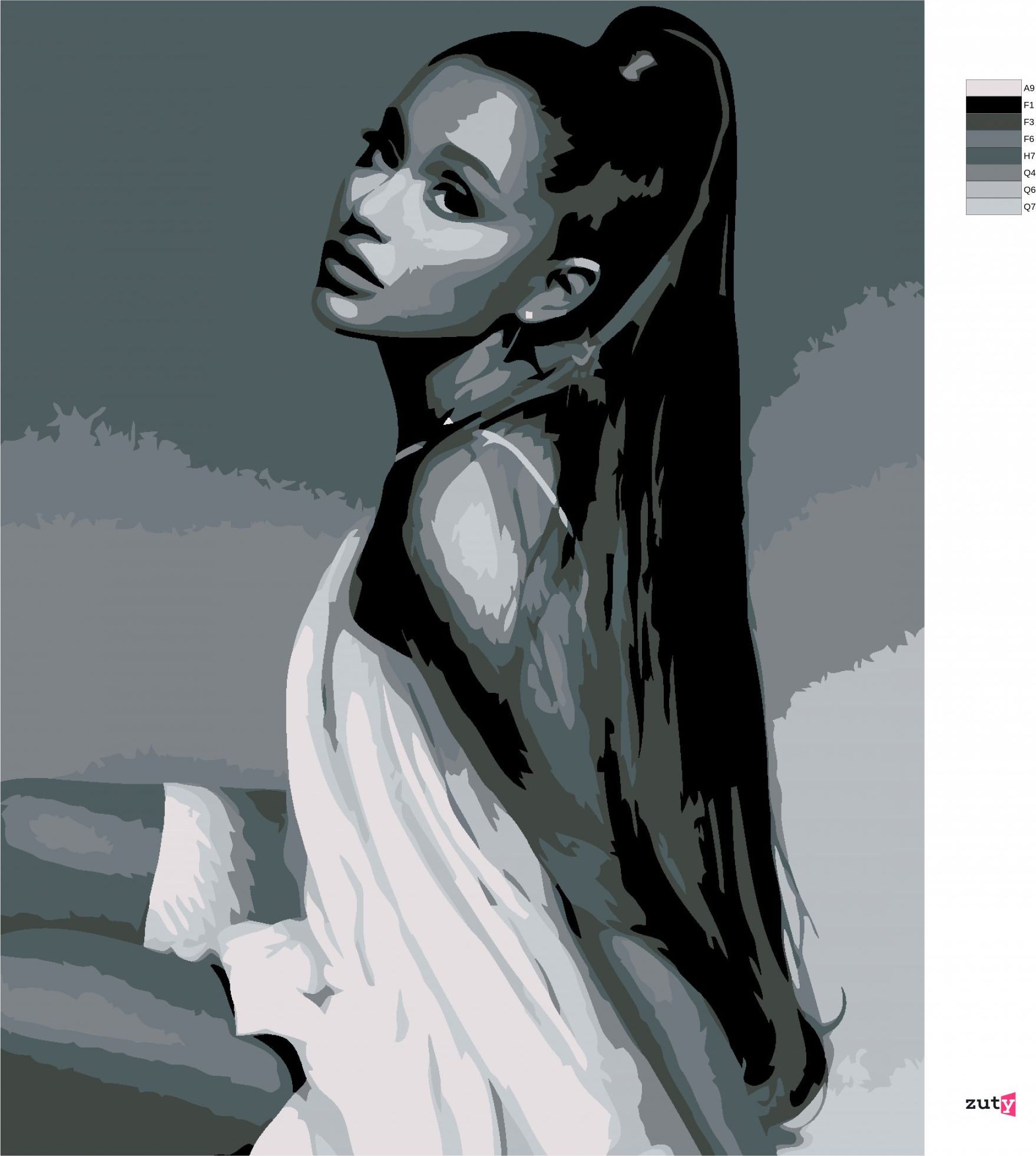 zuty Malování podle čísel - KRÁSKA V ODSTÍNECH ŠEDI - Rozměr: 40x50 cm, Rámování: Varianta: vypnuté plátno na rám - obrázek 8