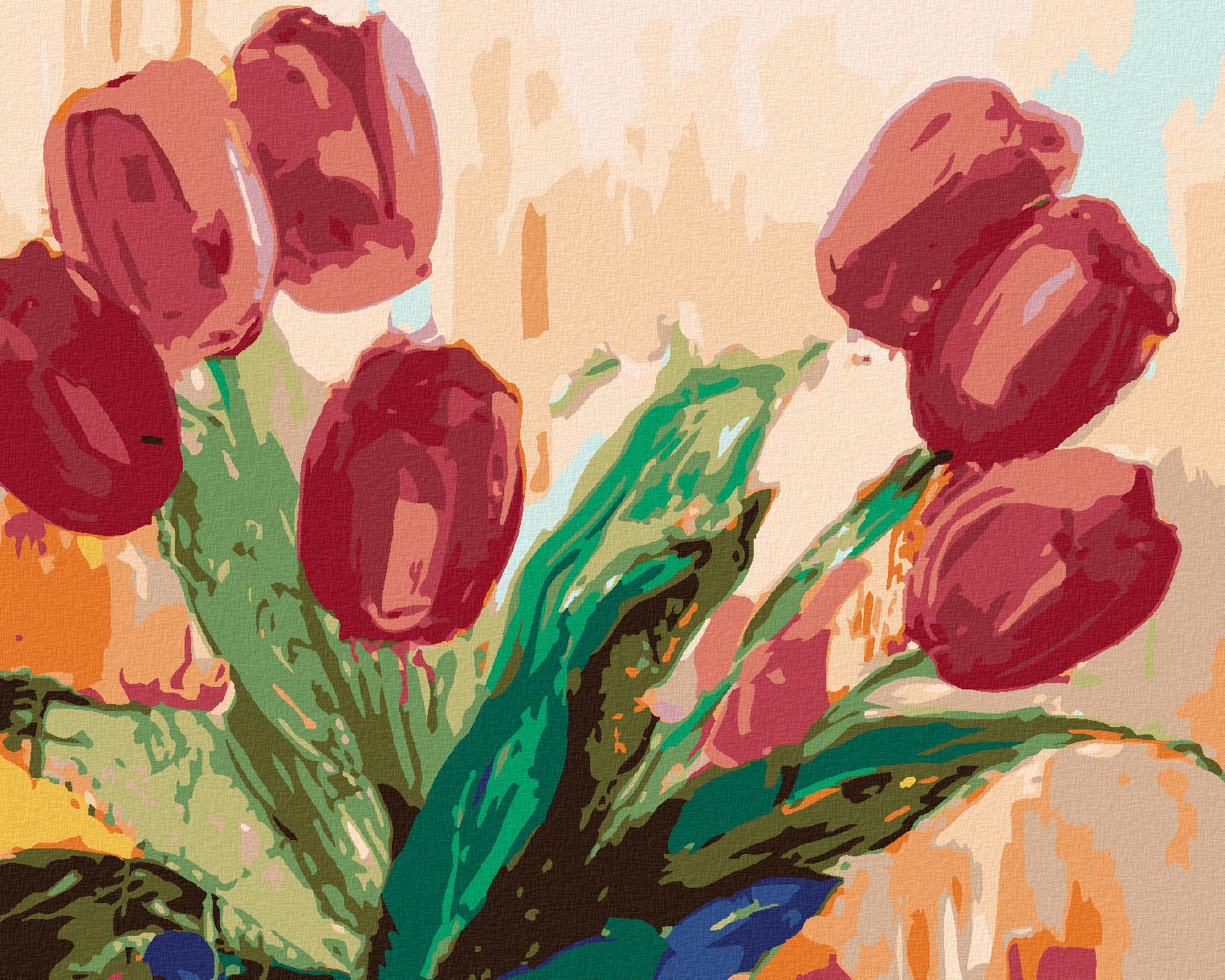 zuty Malování podle čísel - ČERVENÉ TULIPÁNY - Rozměr: 40x50 cm, Rámování: Varianta: vypnuté plátno na rám - obrázek 1