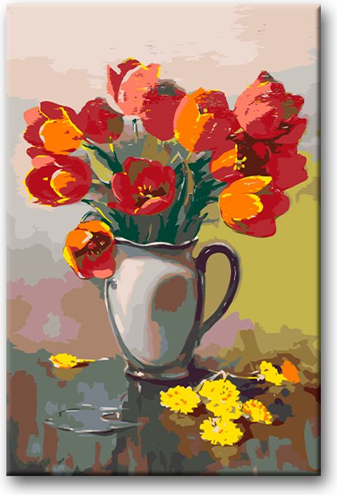 zuty Malování podle čísel - ČERVENÉ TULIPÁNY - Rozměr: 40x50 cm, Rámování: Varianta: vypnuté plátno na rám - obrázek 6