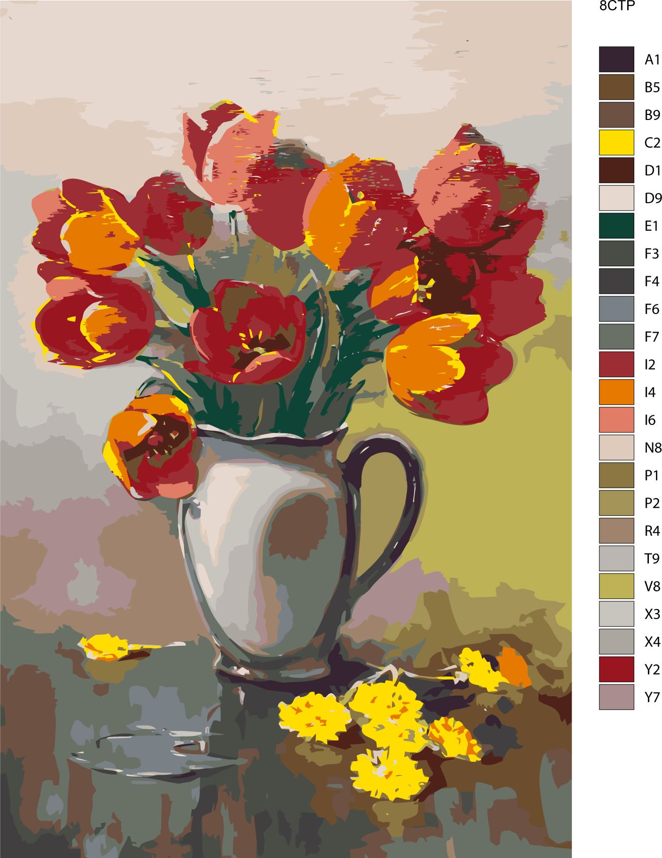zuty Malování podle čísel - ČERVENÉ TULIPÁNY - Rozměr: 40x50 cm, Rámování: Varianta: vypnuté plátno na rám - obrázek 11