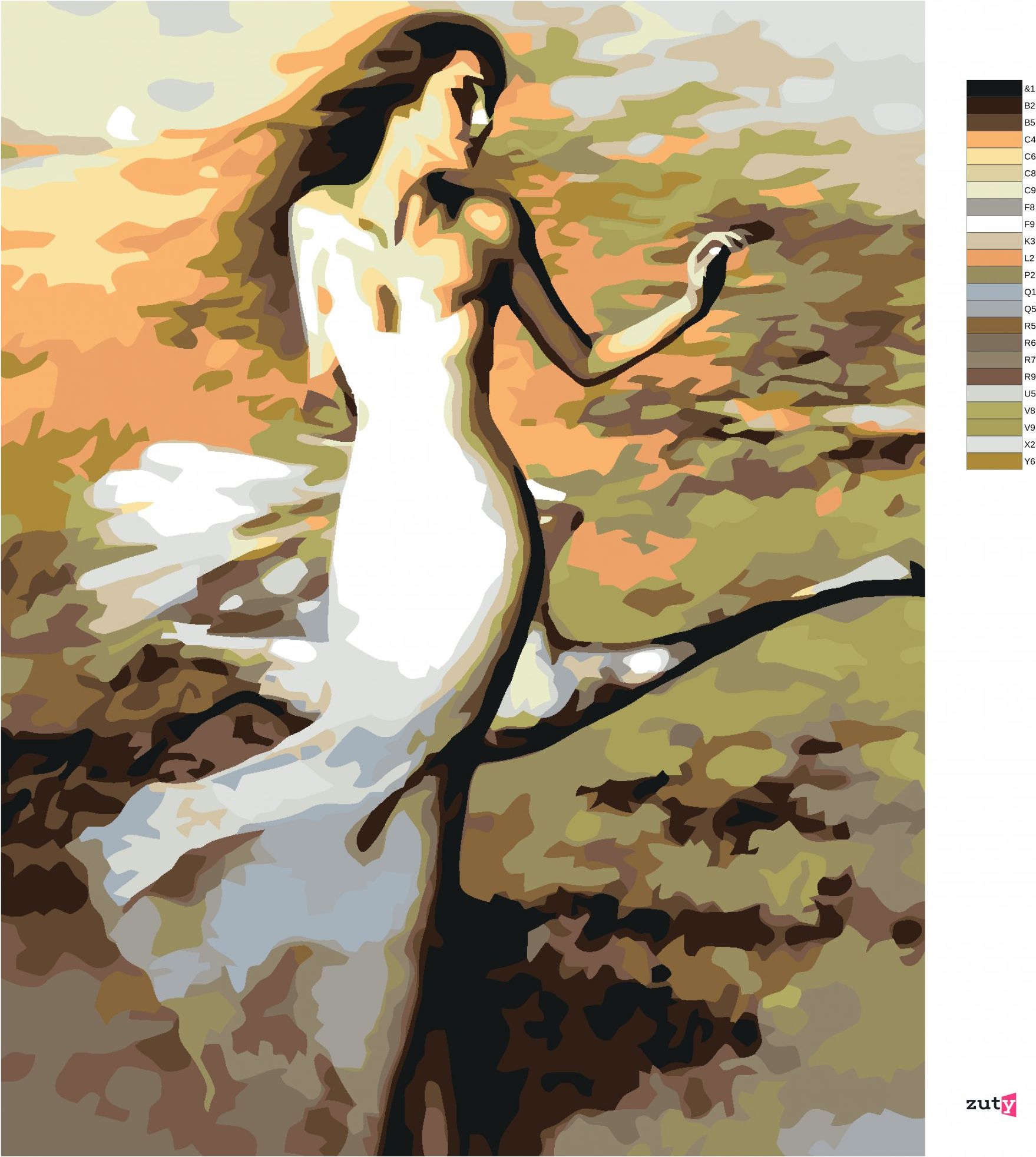 zuty Malování podle čísel - TANČÍCÍ ŽENA V BÍLÉM - Rozměr: 40x50 cm, Rámování: Varianta: vypnuté plátno na rám - obrázek 6