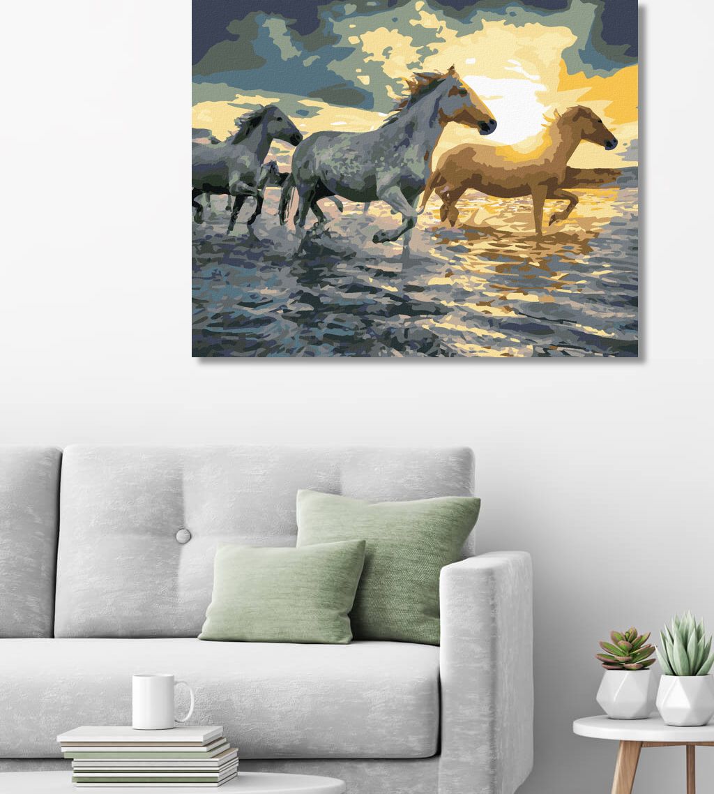 zuty Malování podle čísel - KONĚ VE VODĚ - Rozměr: 40x50 cm, Rámování: Varianta: vypnuté plátno na rám - obrázek 2