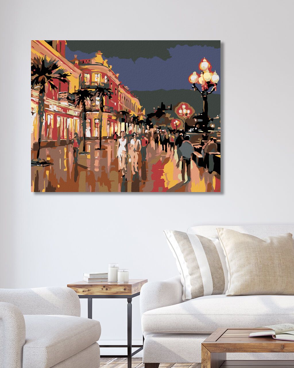 zuty Malování podle čísel - VEČERNÍ PROCHÁZKA MĚSTEM POD PALMAMI - Rozměr: 40x50 cm, Rámování: Varianta: bez rámu a bez vypnutí plátna - obrázek 10