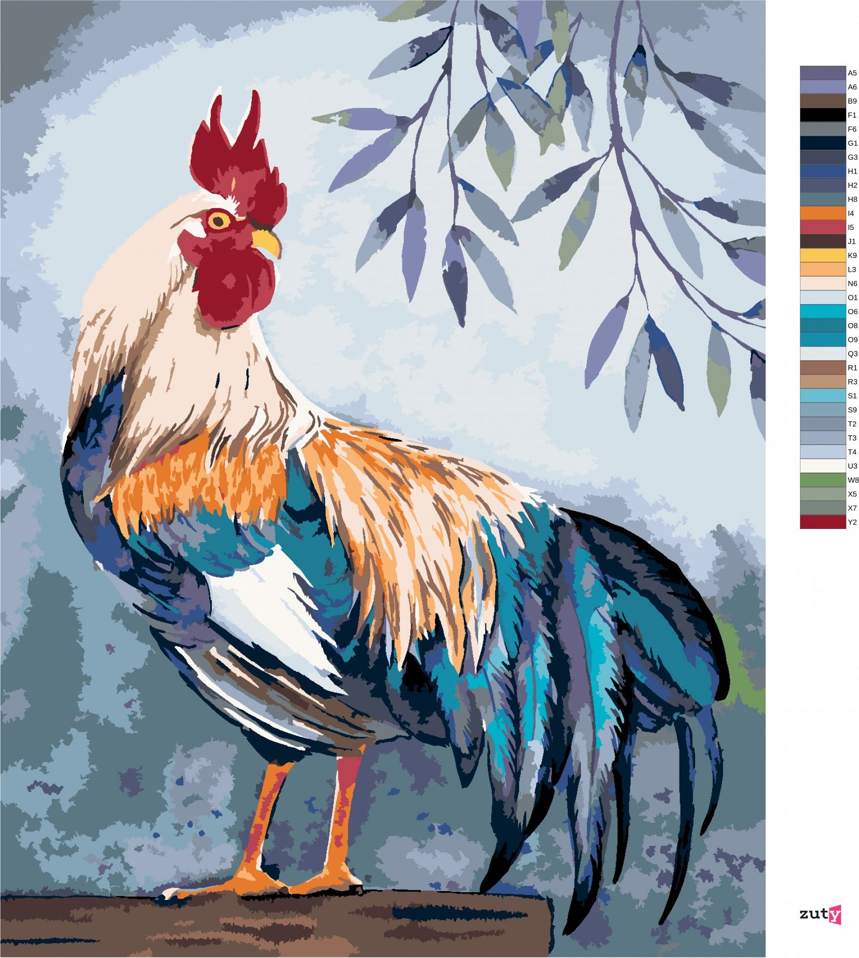 zuty Malování podle čísel - PESTRÝ KOHOUT - Rozměr: 40x50 cm, Rámování: Varianta: vypnuté plátno na rám - obrázek 3