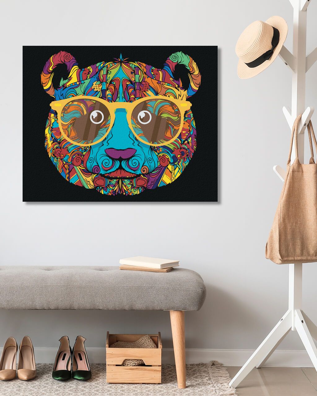 zuty Malování podle čísel - PANDA S BRÝLEMI - Rozměr: 40x50 cm, Rámování: Varianta: vypnuté plátno na rám - obrázek 4