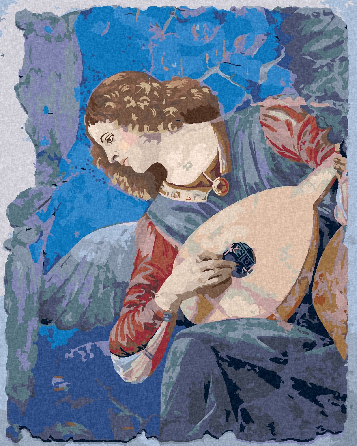 zuty Malování podle čísel - ANDĚL HRAJÍCÍ NA LOUTNU (MELOZZO DA FORLI) - Rozměr: 40x50 cm, Rámování: Varianta: bez rámu a bez vypnutí plátna - obrázek 1