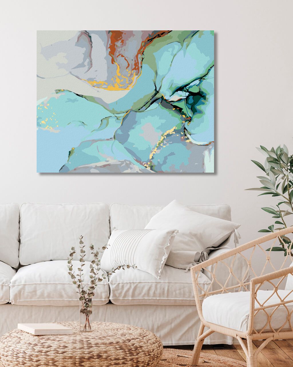 zuty Malování podle čísel - TYRKYSOVÁ ABSTRAKCE - Rozměr: 40x50 cm, Rámování: Varianta: bez rámu a bez vypnutí plátna - obrázek 8