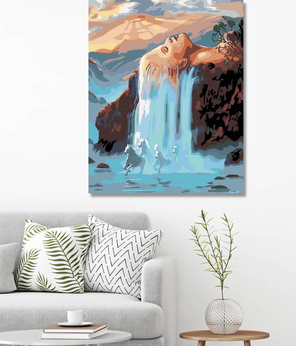 zuty Malování podle čísel - VODOPÁD - Rozměr: 40x50 cm, Rámování: Varianta: bez rámu a bez vypnutí plátna - obrázek 3