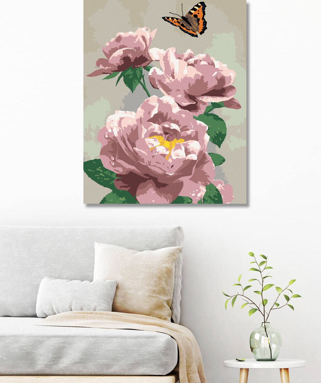 zuty Malování podle čísel - MOTÝL A RŮŽOVÉ RŮŽE (HOWARD ROBINSON) - Rozměr: 40x50 cm, Rámování: Varianta: vypnuté plátno na rám - obrázek 10