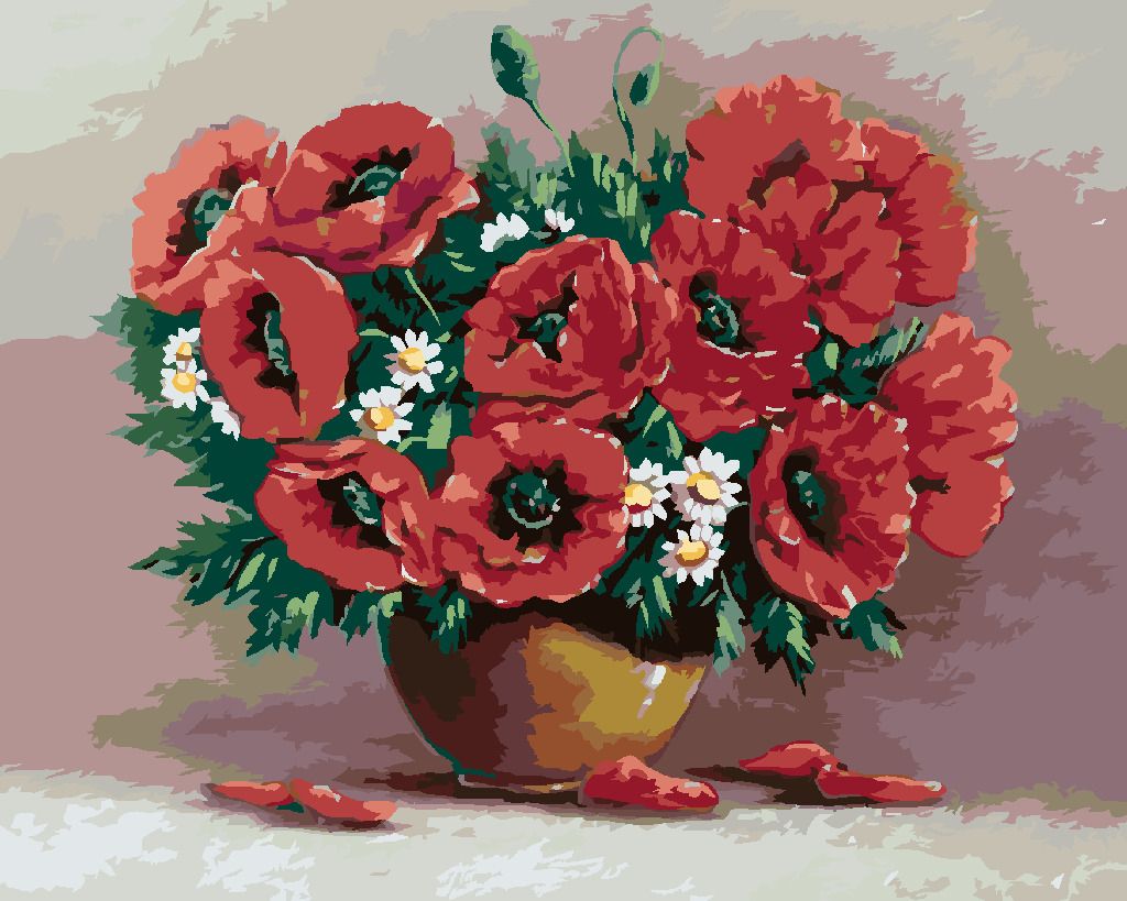 zuty Malování podle čísel - ČERVENÉ KVĚTINY V HNĚDÉ VÁZE - Rozměr: 40x50 cm, Rámování: Varianta: bez rámu a bez vypnutí plátna - obrázek 10