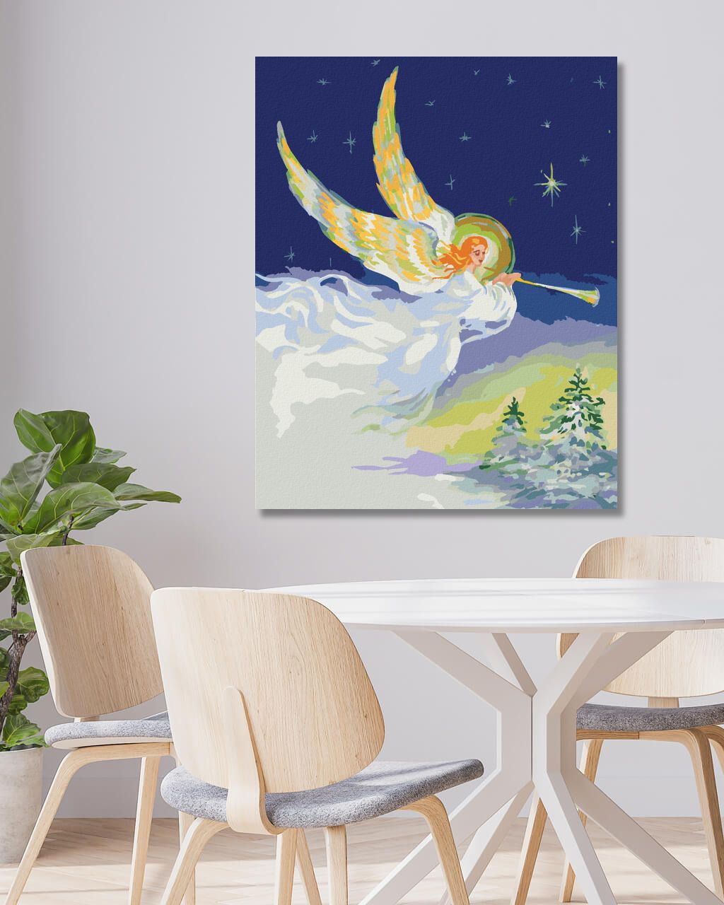 zuty Malování podle čísel - VÁNOČNÍ ANDĚL SE ZLATÝMI KŘÍDLY - Rozměr: 40x50 cm, Rámování: Varianta: vypnuté plátno na rám - obrázek 3