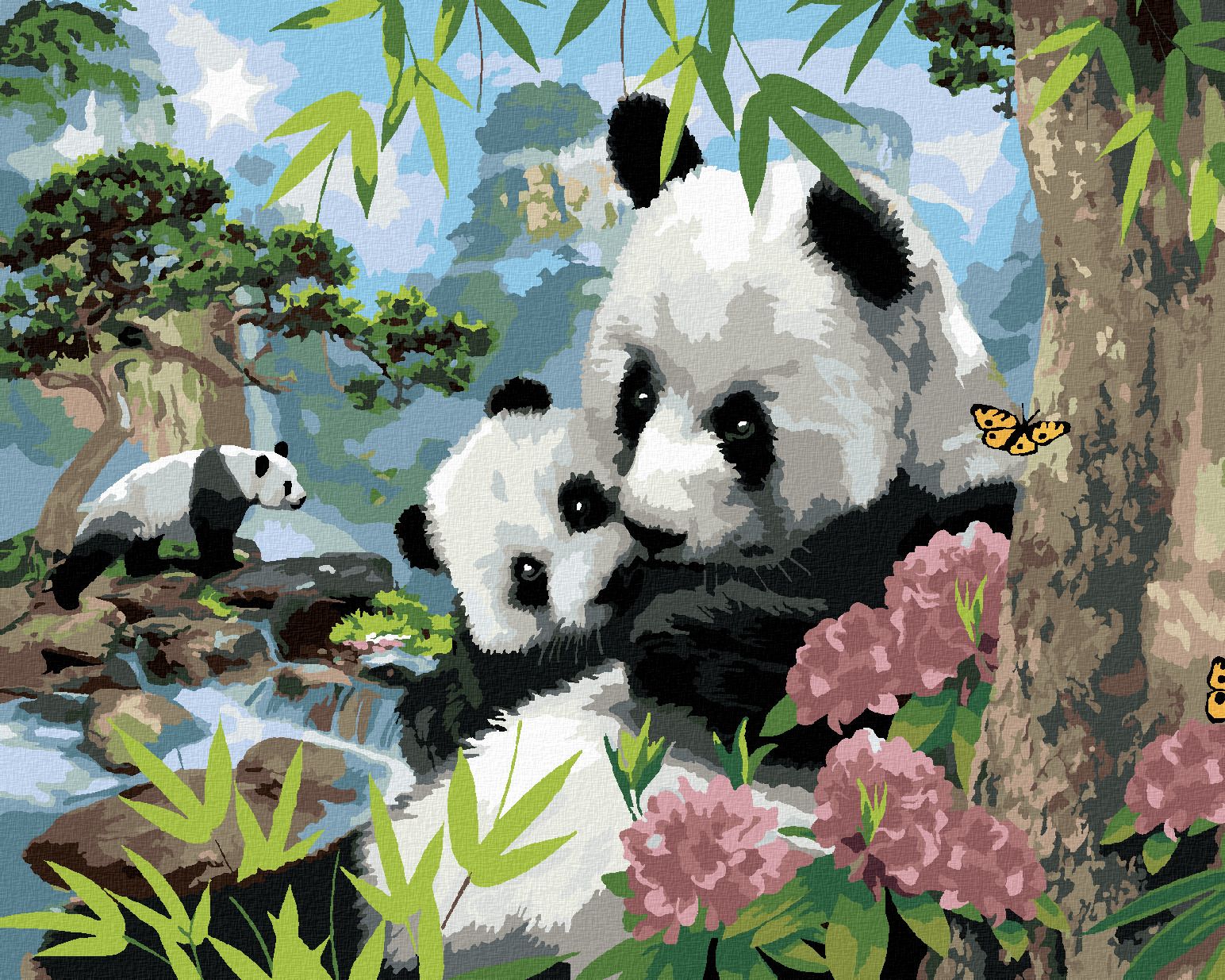 zuty Malování podle čísel - PANDY A DIVOKÁ PŘÍRODA (HOWARD ROBINSON) - Rozměr: 40x50 cm, Rámování: Varianta: vypnuté plátno na rám - obrázek 1