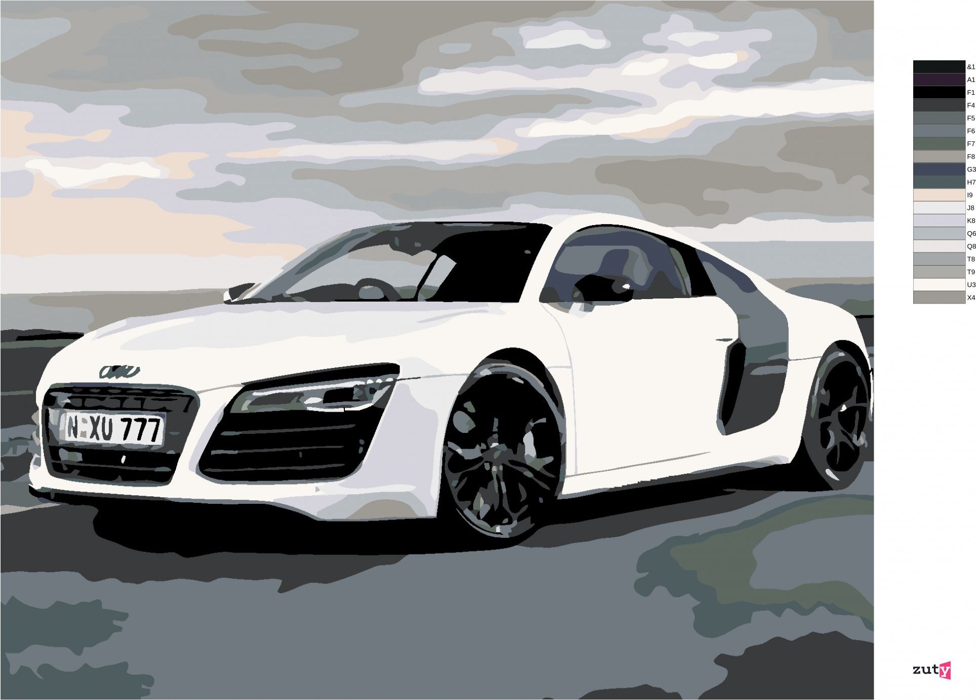 zuty Malování podle čísel - AUDI - Rozměr: 40x50 cm, Rámování: Varianta: vypnuté plátno na rám - obrázek 4