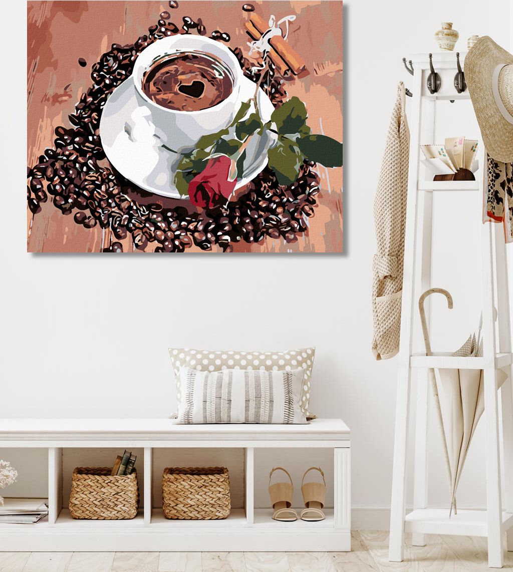 zuty Malování podle čísel - ŠÁLEK KÁVY A RŮŽE - Rozměr: 40x50 cm, Rámování: Varianta: vypnuté plátno na rám - obrázek 10