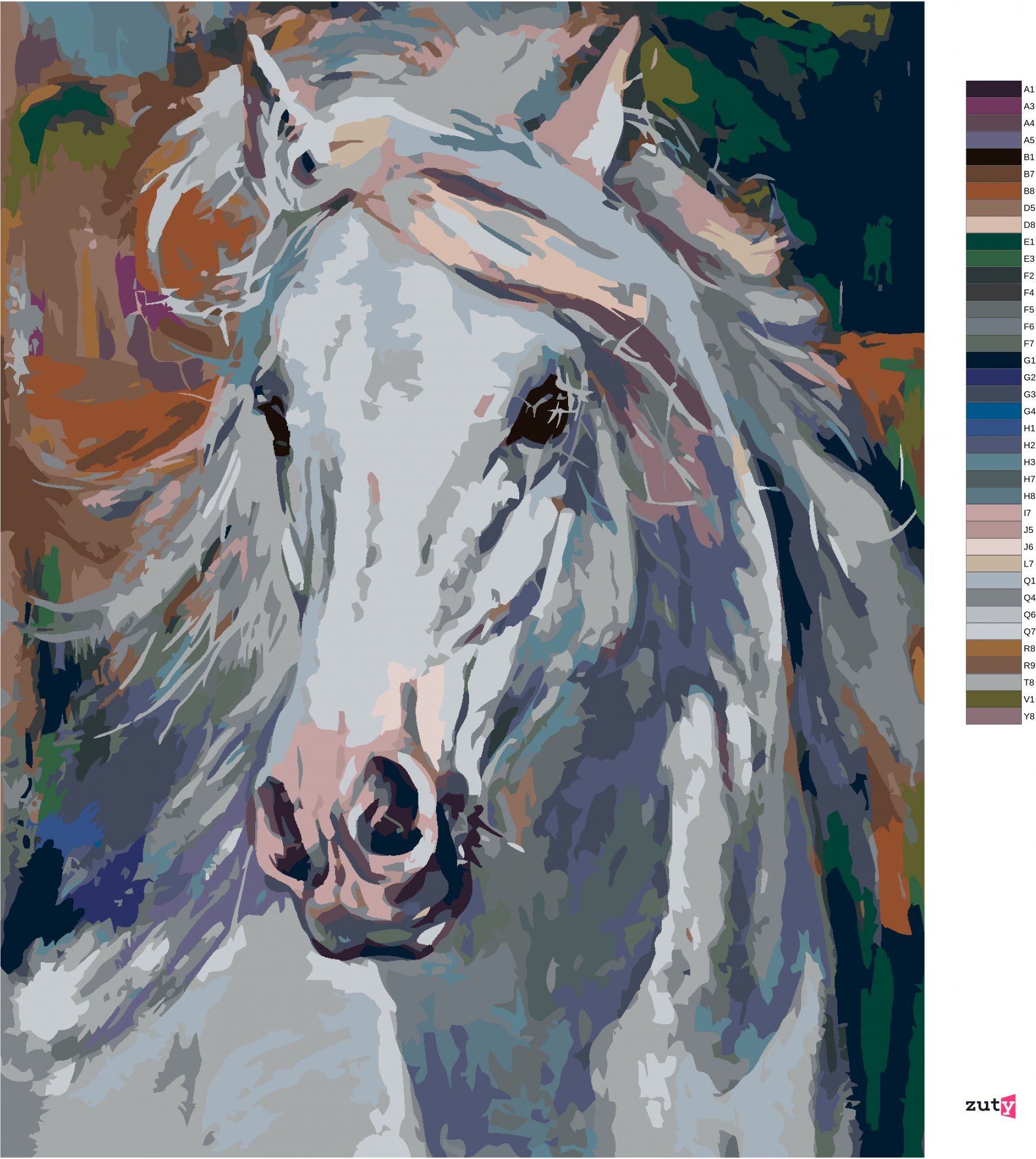 zuty Malování podle čísel - BÍLÝ KŮŇ S ROZEVLÁTOU HŘÍVOU - Rozměr: 40x50 cm, Rámování: Varianta: vypnuté plátno na rám - obrázek 7