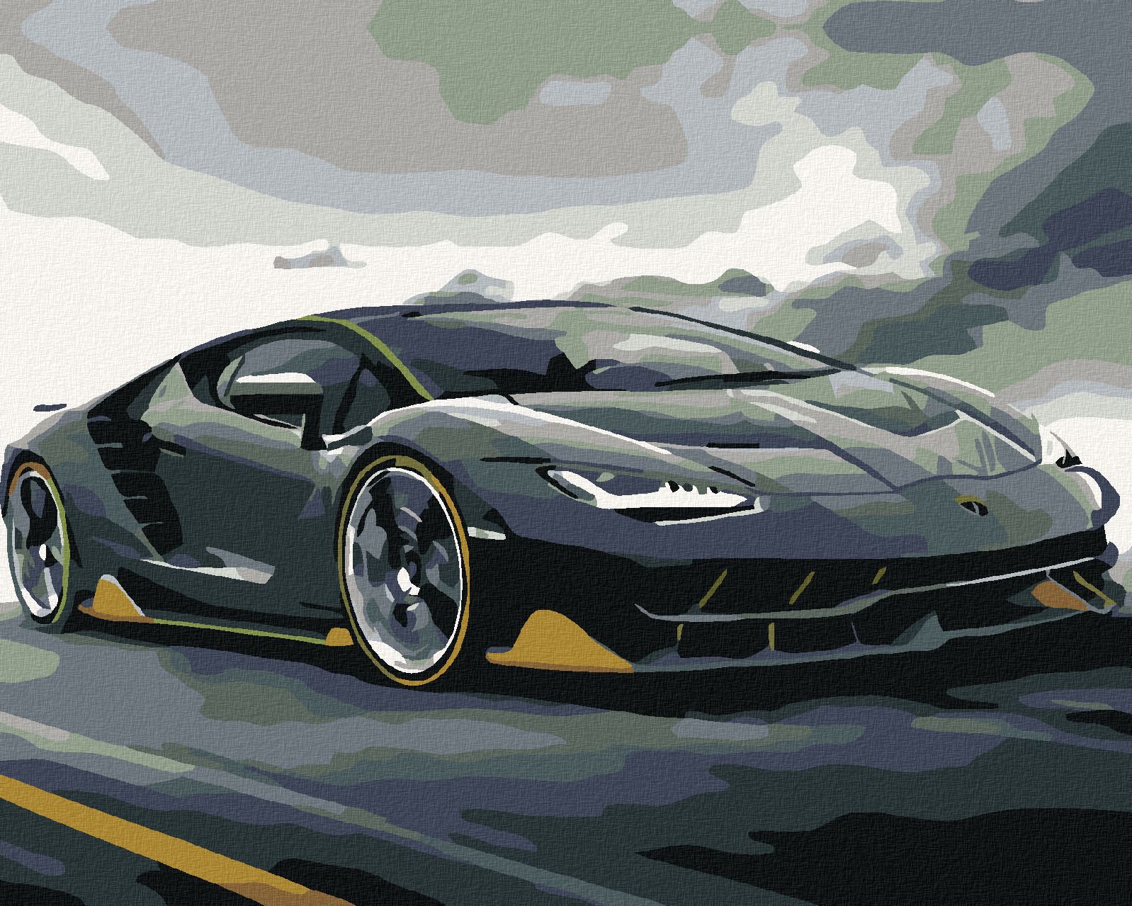 zuty Malování podle čísel - LAMBORGHINI - Rozměr: 40x50 cm, Rámování: Varianta: vypnuté plátno na rám - obrázek 1