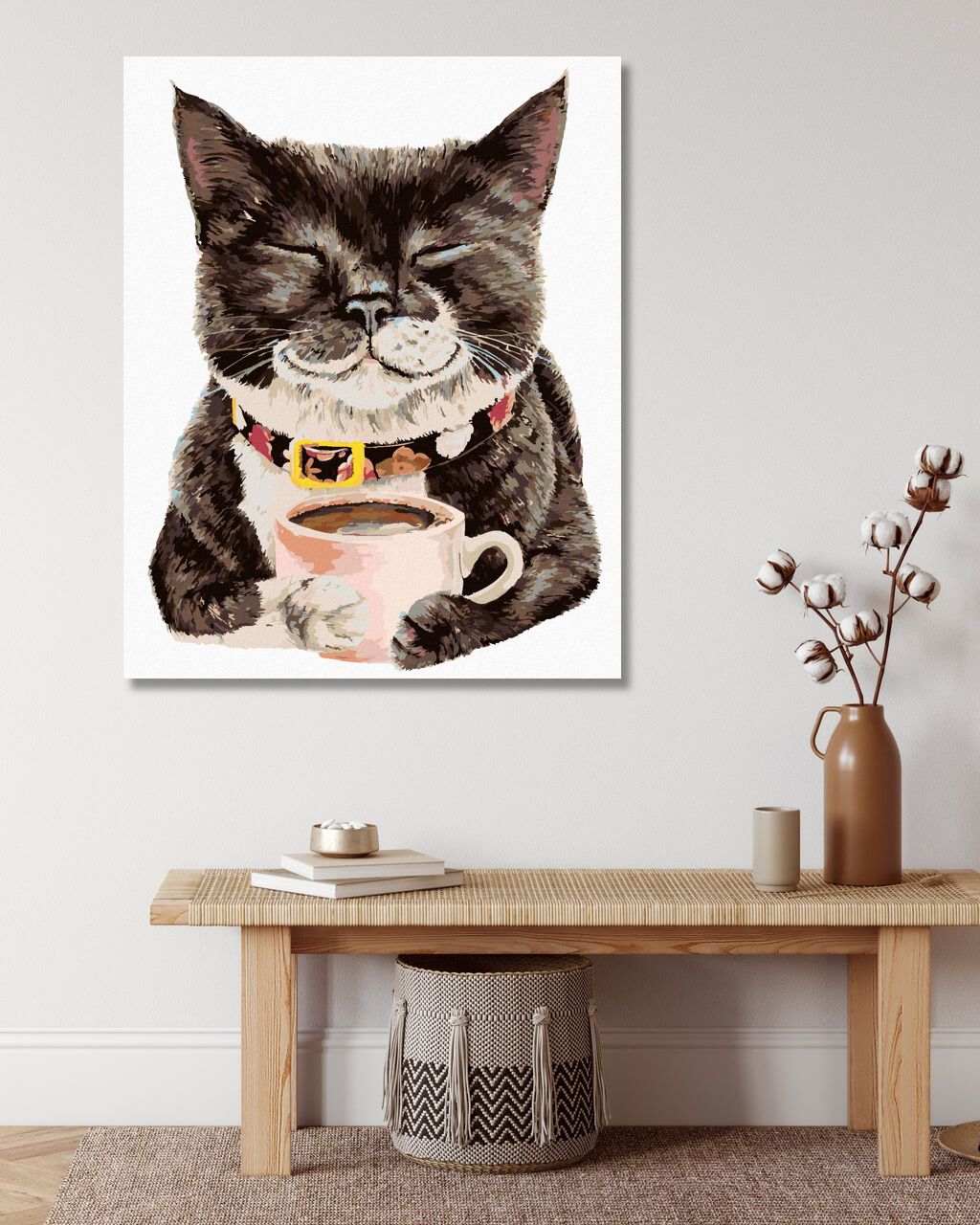 zuty Malování podle čísel - KOČKA A KÁVA (HOLLY SIMENTAL) - Rozměr: 40x50 cm, Rámování: Varianta: vypnuté plátno na rám - obrázek 10