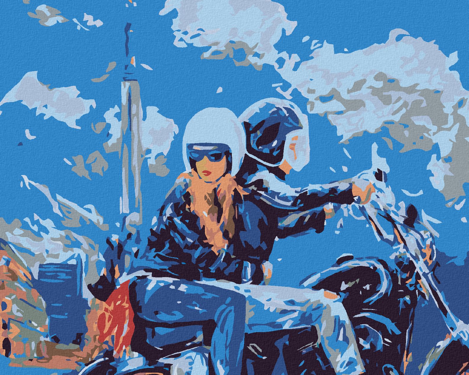 zuty Malování podle čísel - VYJÍŽĎKA NA MOTORCE - Rozměr: 40x50 cm, Rámování: Varianta: bez rámu a bez vypnutí plátna - obrázek 1