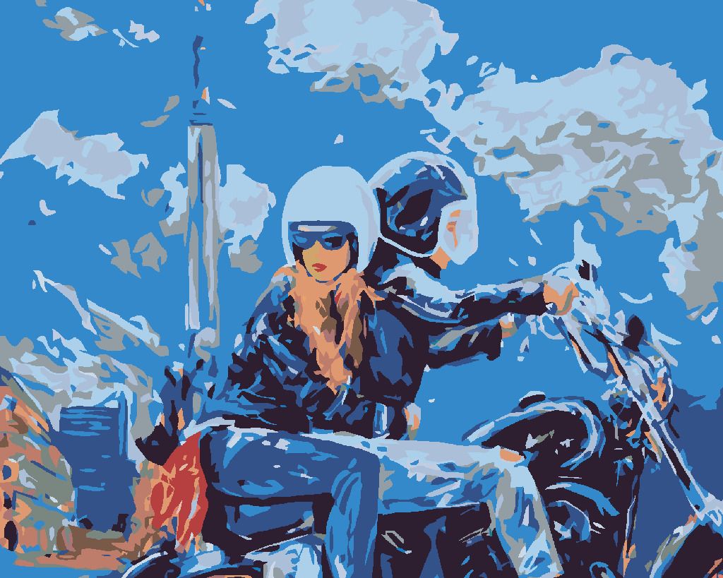 zuty Malování podle čísel - VYJÍŽĎKA NA MOTORCE - Rozměr: 40x50 cm, Rámování: Varianta: bez rámu a bez vypnutí plátna - obrázek 4