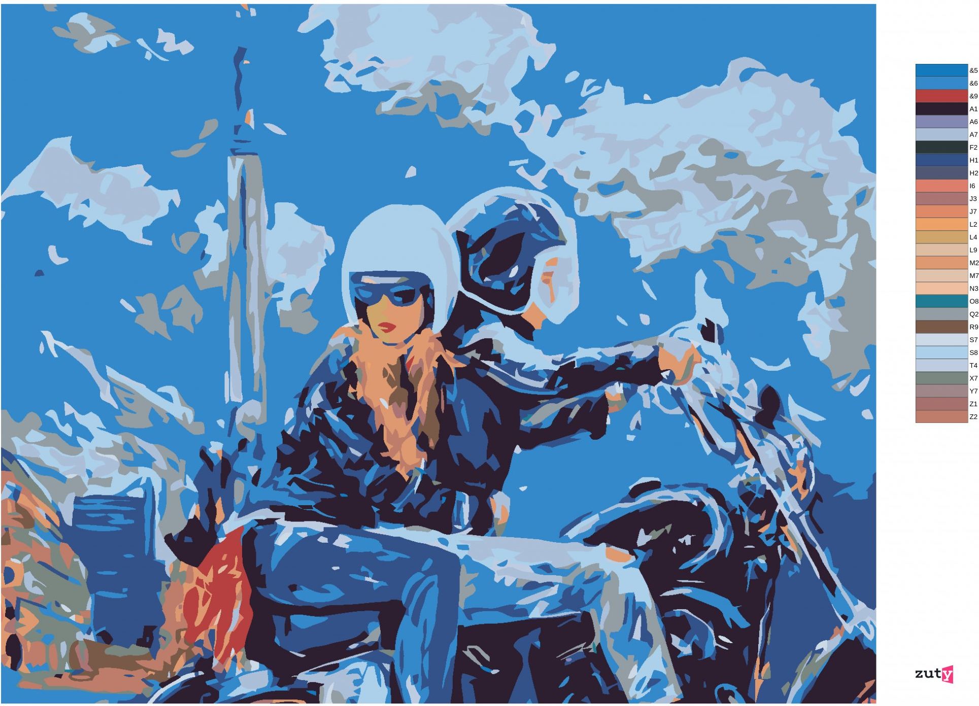 zuty Malování podle čísel - VYJÍŽĎKA NA MOTORCE - Rozměr: 40x50 cm, Rámování: Varianta: bez rámu a bez vypnutí plátna - obrázek 10