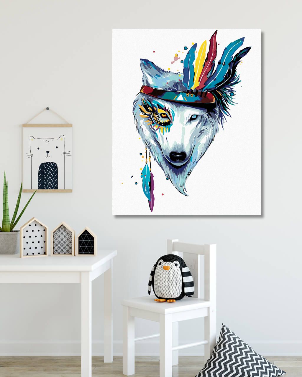 zuty Malování podle čísel - VLK S ČELENKOU - Rozměr: 40x50 cm, Rámování: Varianta: bez rámu a bez vypnutí plátna - obrázek 11