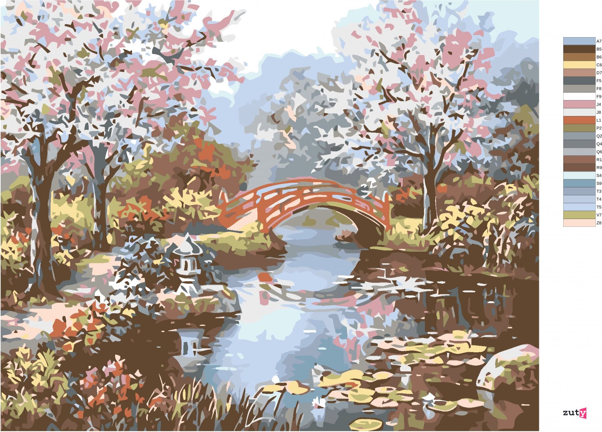 zuty Malování podle čísel - JAPONSKÁ ZAHRADA - Rozměr: 40x50 cm, Rámování: Varianta: vypnuté plátno na rám - obrázek 5