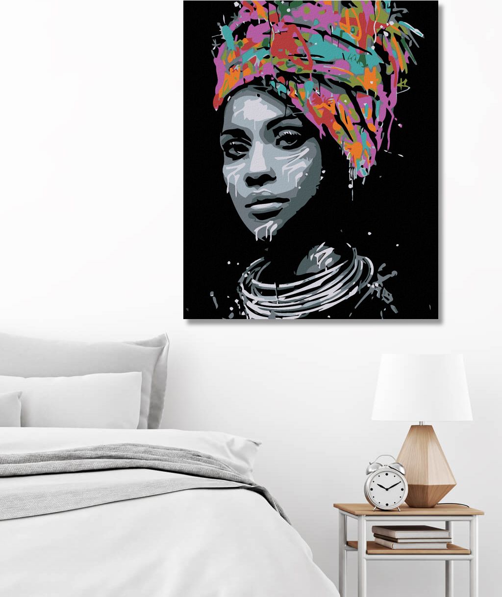 zuty Malování podle čísel - AFRICKÁ KRÁSKA - Rozměr: 40x50 cm, Rámování: Varianta: bez rámu a bez vypnutí plátna - obrázek 3