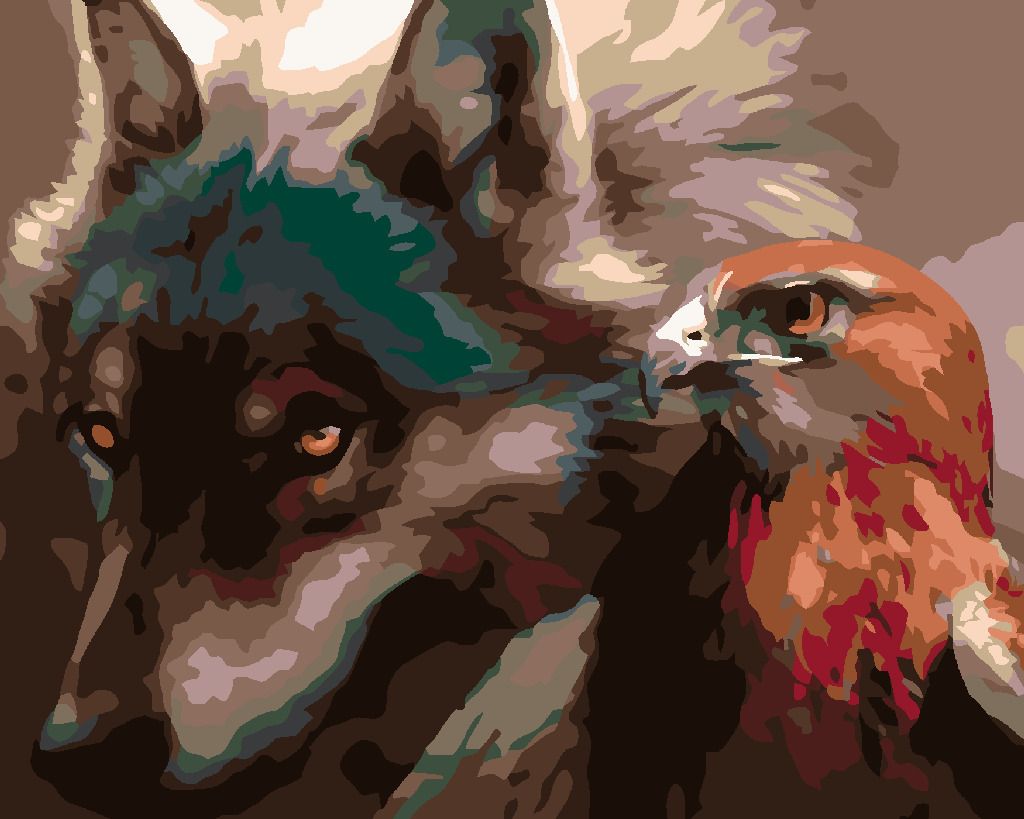 zuty Malování podle čísel - VLK S DRAVCEM - Rozměr: 40x50 cm, Rámování: Varianta: vypnuté plátno na rám - obrázek 5