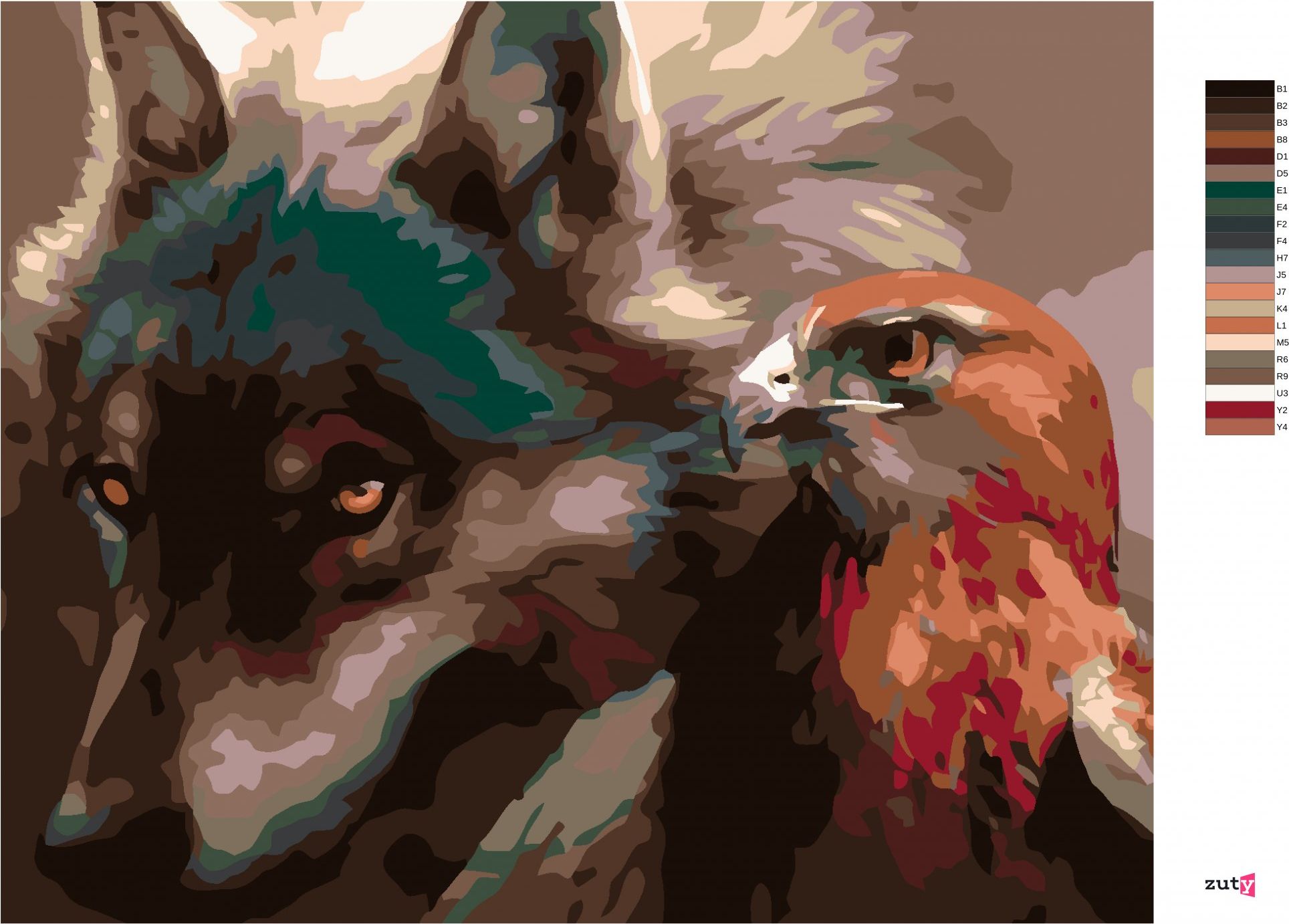 zuty Malování podle čísel - VLK S DRAVCEM - Rozměr: 40x50 cm, Rámování: Varianta: vypnuté plátno na rám - obrázek 9