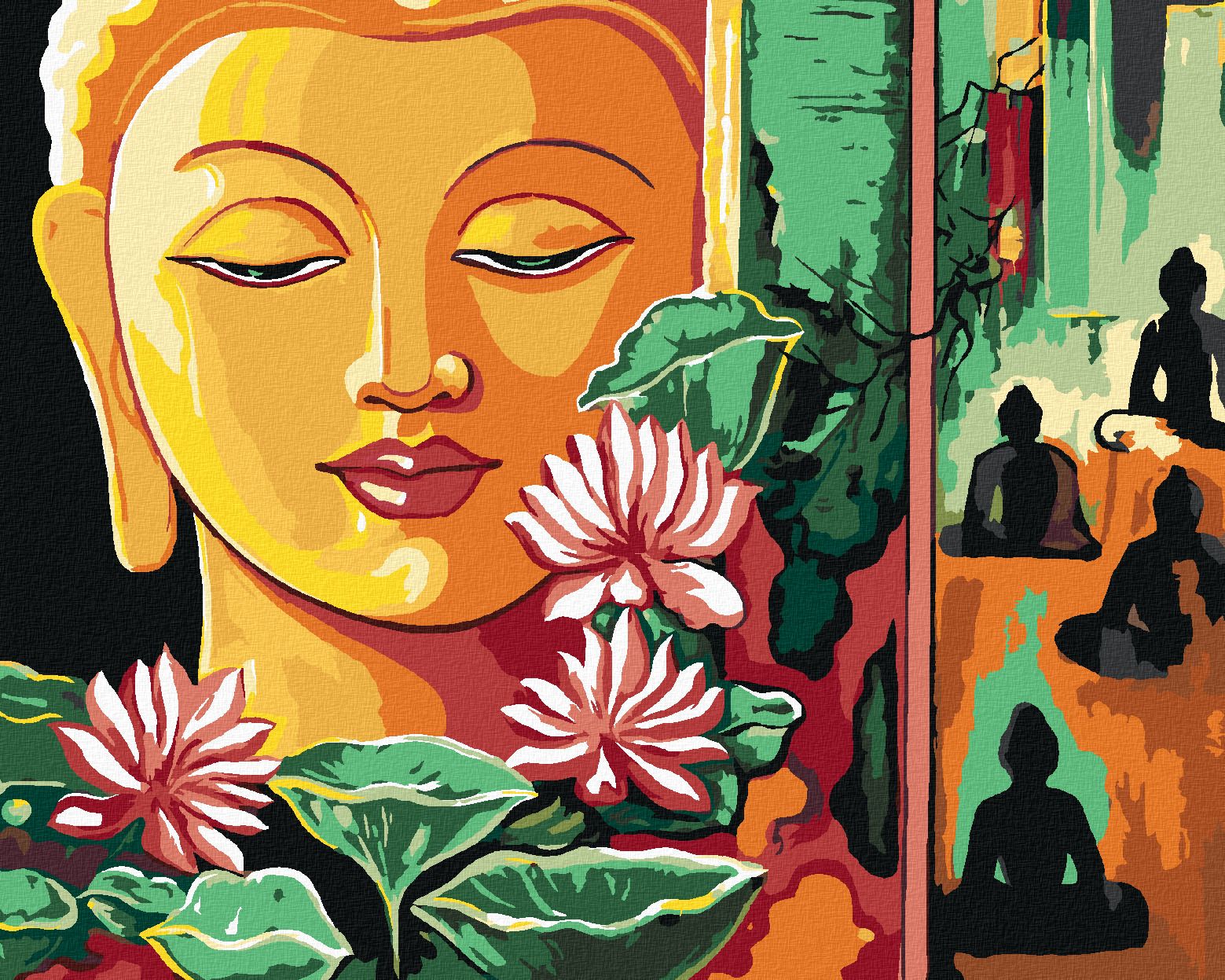 zuty Malování podle čísel - ASIJSKÝ BUDDHA - Rozměr: 40x50 cm, Rámování: Varianta: vypnuté plátno na rám - obrázek 1