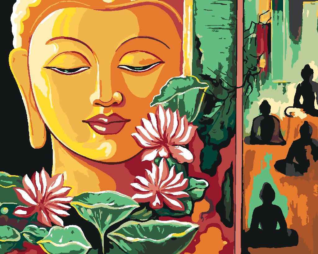 zuty Malování podle čísel - ASIJSKÝ BUDDHA - Rozměr: 40x50 cm, Rámování: Varianta: vypnuté plátno na rám - obrázek 2