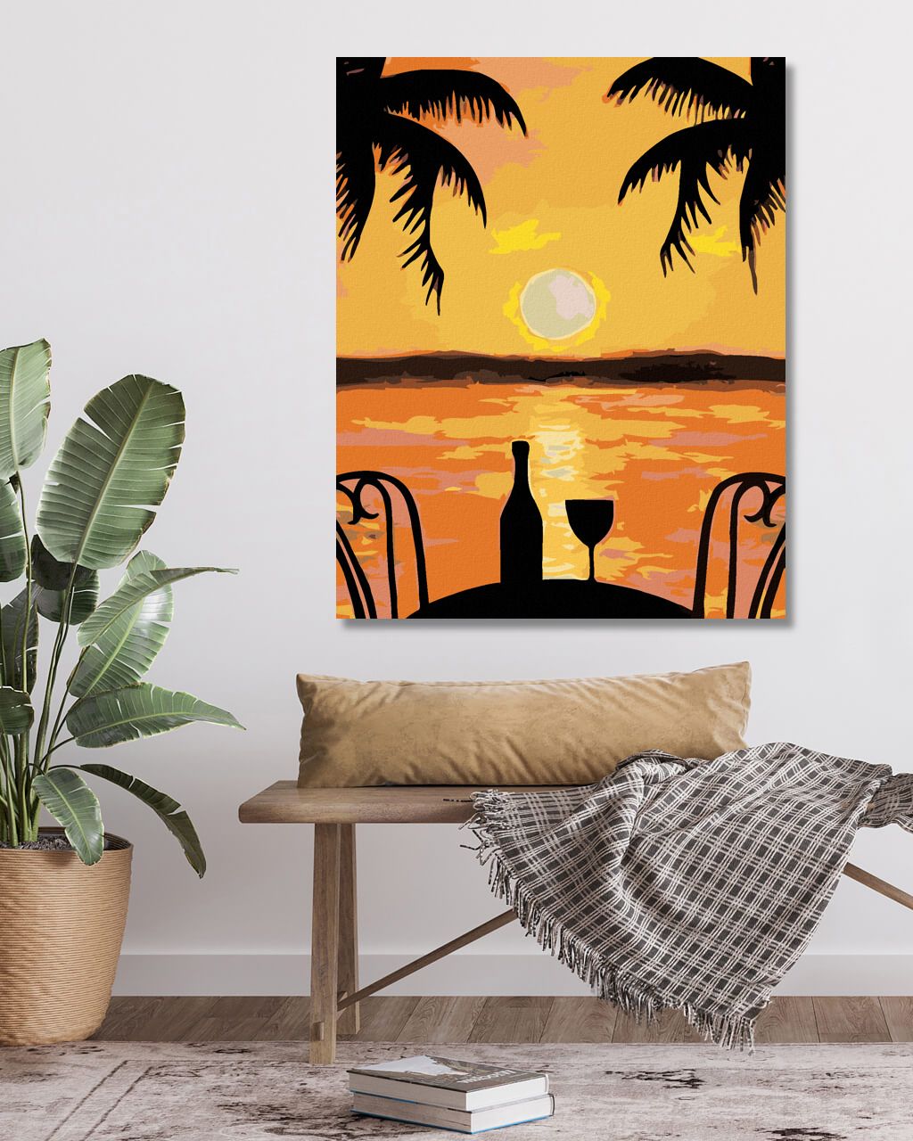 zuty Malování podle čísel - ROMANTIKA POD PALMOU - Rozměr: 40x50 cm, Rámování: Varianta: vypnuté plátno na rám - obrázek 2