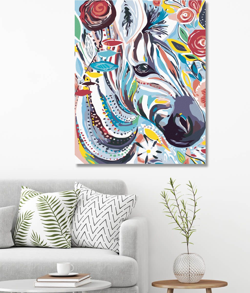 zuty Malování podle čísel - KVĚTINOVÁ ZEBRA - Rozměr: 40x50 cm, Rámování: Varianta: bez rámu a bez vypnutí plátna - obrázek 9