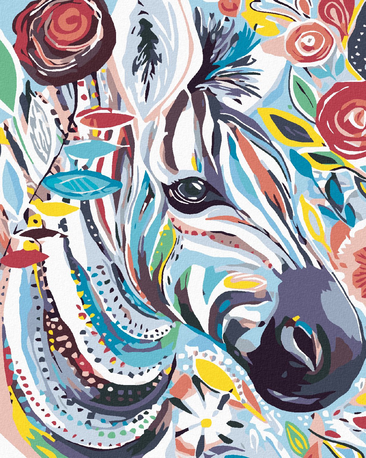 zuty Malování podle čísel - KVĚTINOVÁ ZEBRA - Rozměr: 40x50 cm, Rámování: Varianta: vypnuté plátno na rám - obrázek 1