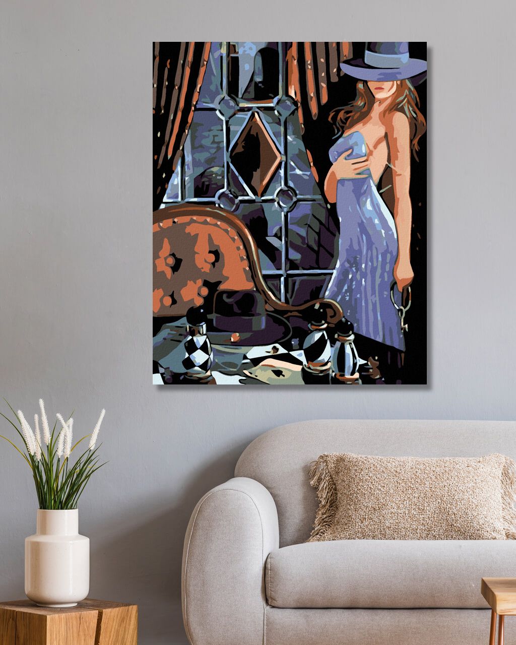 zuty Malování podle čísel - ŠACHISTKA V MODRÉM - Rozměr: 40x50 cm, Rámování: Varianta: vypnuté plátno na rám - obrázek 7
