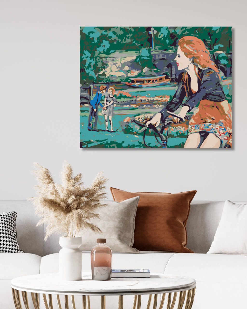 zuty Malování podle čísel - ŽENA NA KOLE V PARKU - Rozměr: 40x50 cm, Rámování: Varianta: vypnuté plátno na rám - obrázek 9