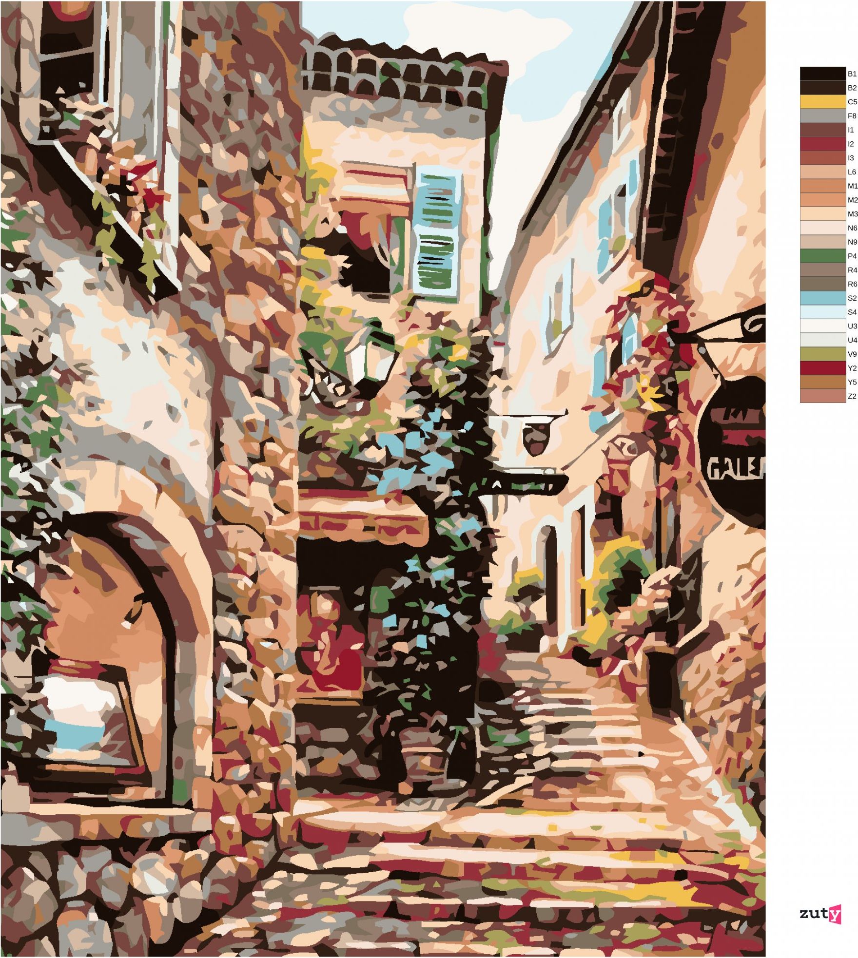 zuty Malování podle čísel - STAROBYLÉ MĚSTEČKO - Rozměr: 40x50 cm, Rámování: Varianta: vypnuté plátno na rám - obrázek 3
