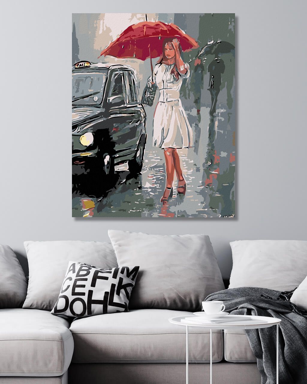 zuty Malování podle čísel - ŽENA U AUTA V DEŠTI - Rozměr: 40x50 cm, Rámování: Varianta: vypnuté plátno na rám - obrázek 5
