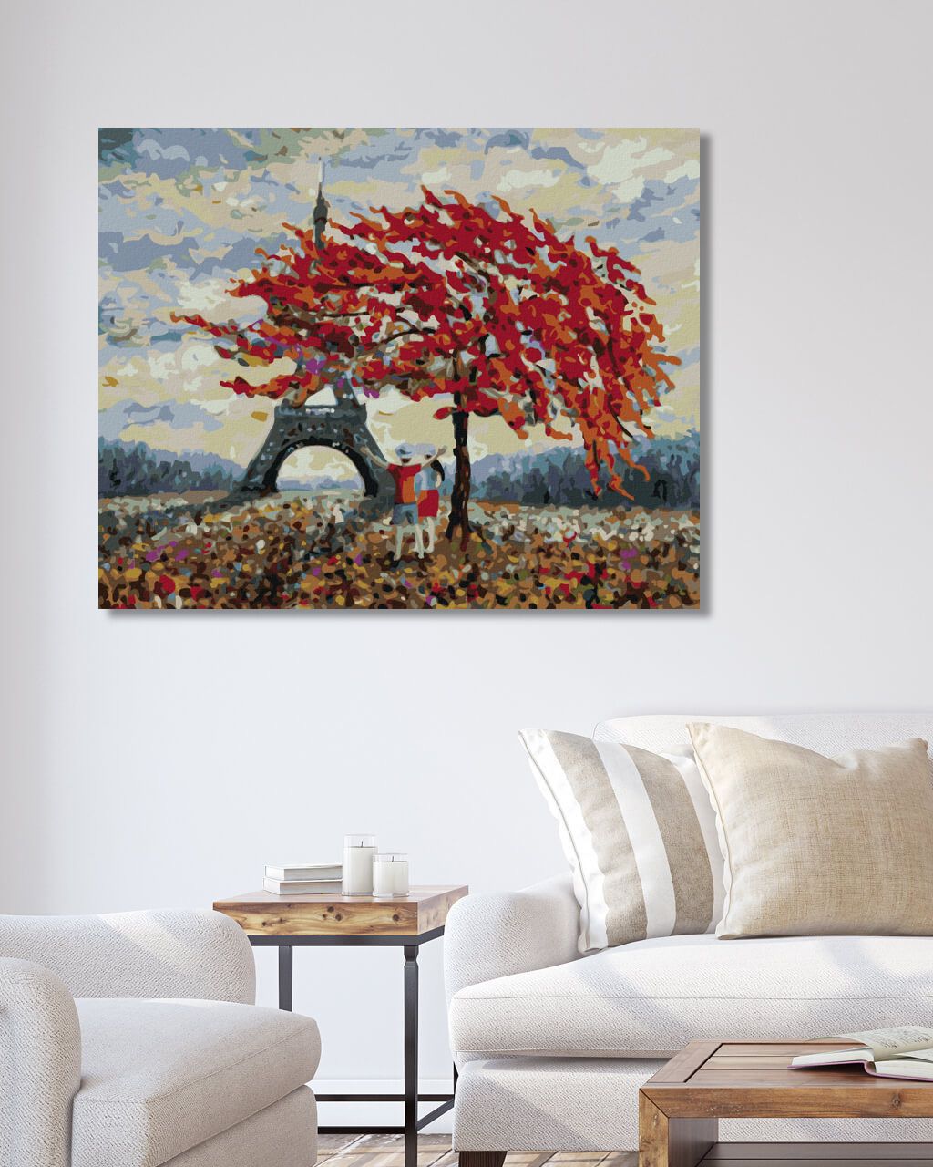 zuty Malování podle čísel - ZAMILOVANÝ PÁR A EIFFELOVA VĚŽ - Rozměr: 40x50 cm, Rámování: Varianta: vypnuté plátno na rám - obrázek 2
