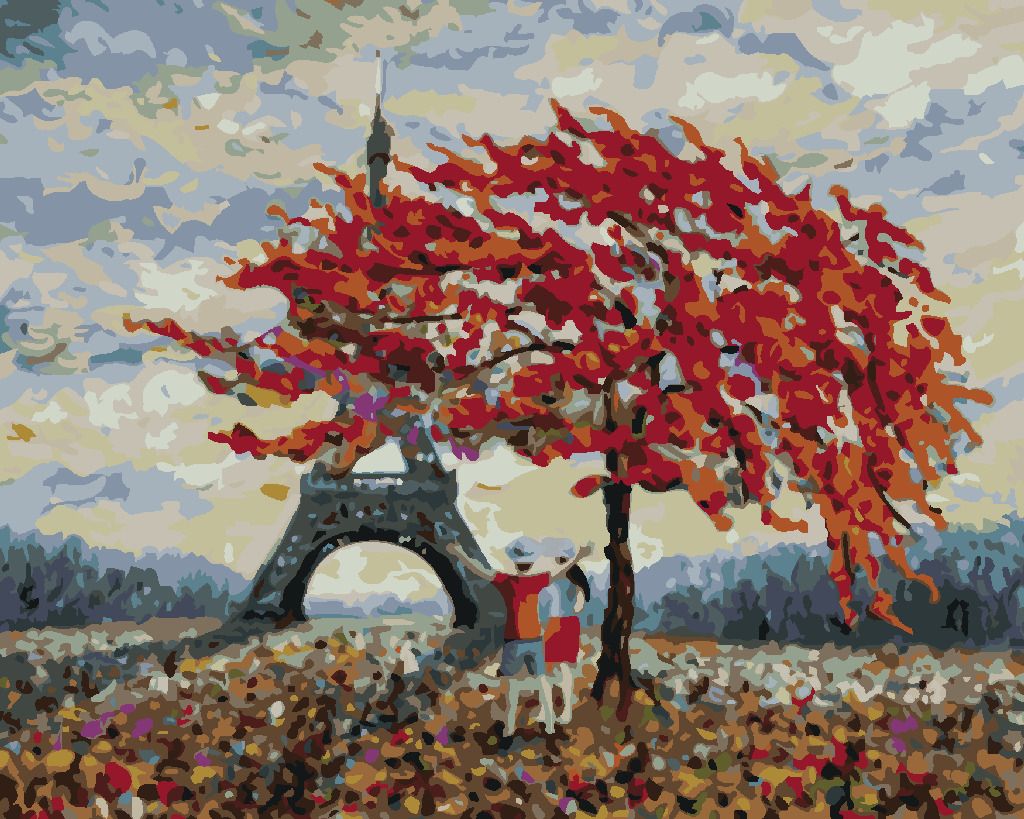 zuty Malování podle čísel - ZAMILOVANÝ PÁR A EIFFELOVA VĚŽ - Rozměr: 40x50 cm, Rámování: Varianta: vypnuté plátno na rám - obrázek 4